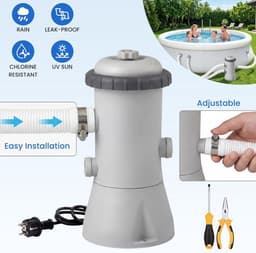 Zwembadslang 32 mm (1,25 inch) – Vervangende slang (lengte 150 cm) + 4 metalen klemmen – Accessoire voor zwembadpompen en filtersystemen (voor opzetzwembaden) – Geschikt voor Intex-zwembadpompen (300/330/530/1000 GPH) — thumbnail 2