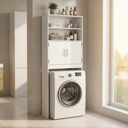 Wasmachinekast - wit - 63x185x20 cm - met opbergruimte — thumbnail 4