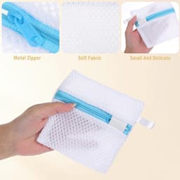Waszak - Kleine waszak - Kleine waszak van gaas - Waszak voor lingerie - Machinewasbare waszak van gaas voor wascapsules - Waszak van gaas voor zeep - 12x12 cm - 5 stuks — thumbnail 5