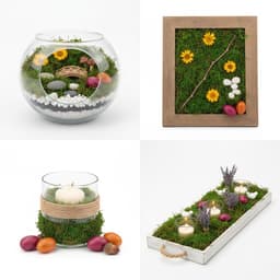 200g groen doe-het-zelf-knutselmos voor paasmanden - echt decoratief mos voor het knutselen en decoreren van paasmanden (Set2 - decoratief mos - 200g) — thumbnail 4