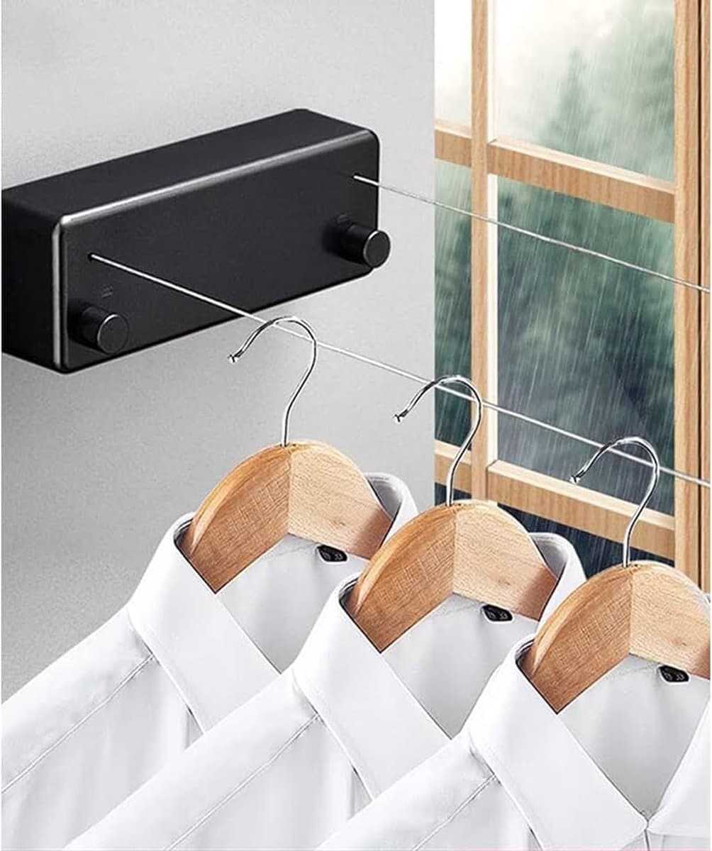 Onzichtbare Waslijn Indoor Dubbele Lijn Waslijn Abs Aluminium Droger Met Verstelbare Touw String Voor Indoor Indoor Hotel Balkon Badkamer 4.2m — afbeelding 1