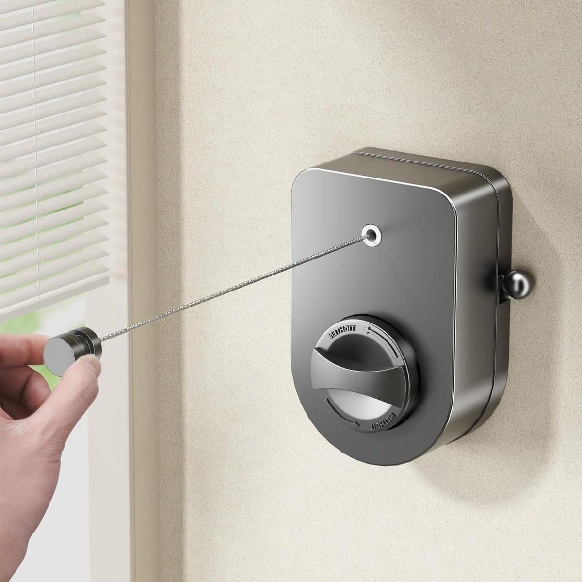 Wasknijper Uittrekbaar - Drooglijn Binnen - Kleding Drogen - Anti-Zaksysteem - 4.2 Meter - Zilver — afbeelding 1