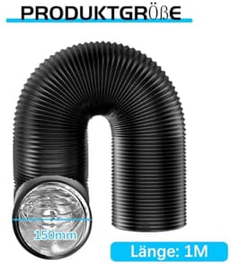 Afvoerslang - Flexibele slang - Ventilatie en afvoer - Dubbele aluminium laag - 150 mm diameter - Zwart — thumbnail 5