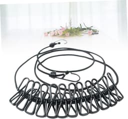 Waslijn met Clips - Reiswaslijn Drooglijn - Kleding Drogen - Elastisch Ontwerp - 190 cm - Zwart — thumbnail 5