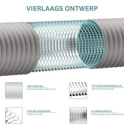 Afvoerslang PVC Aluminium - Ventilatieslang Flexibel - Lucht Afvoeren - Grijs — thumbnail 5