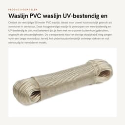 Dailygoods- Waslijn 50 Meter - UV-bestendig - Stabiele Staaldraad - Onderhoudsvriendelijk - Reiswaslijn - Transparant PVC - Wasdraad — thumbnail 1