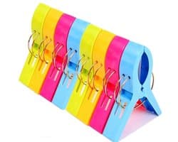 Dailygoods- Handdoekclips 12 Stuks - Grote Clips - Duurzaam Kunststof - Voor Strandhanddoeken - Antiwind Bevestiging - Heldere Kleuren - Strandhanddoekclips