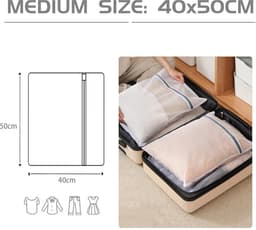 Dailygoods- Wasnet Set van 2 - Duurzame Waszakken met Ritssluiting - Waszakken voor Delicate Kleding - Reiswasnet 40 x 50 cm - Robuuste Stiksels - Waszak — thumbnail 3