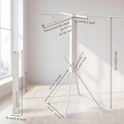 Foldable Clothes Drying Rack - Kunststof en metaal - Grijs - voor Thuis en Professioneel Gebruik — thumbnail 1
