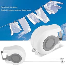 Dailygoody - Waslijn - Draagbare Uittrekbare Waslijn - Compact en Handig - 13 Meter - Geschikt voor Thuis en Reizen - Wanddroger met Automatisch Rolme — thumbnail 5