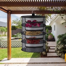 droognet opvouwbaar - 4 laags - Droognet - 60 x 80 cm - opbergnet met rits - zwart - hangend droog visnet - voor kruiden en bloemen - voor planten, vis of groenten - Polyester — thumbnail 3