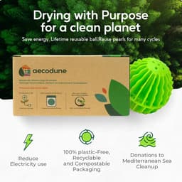 Thijox - Aecodune Droge Lucht Wasbal - 2x Herbruikbare Droogballen - Versnelt Droogtijd - Energiezuinig - Natuurlijke Ingrediënten - Wasverzachter en — thumbnail 2