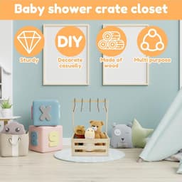 SnelShoppen - Multifunctionele Baby Basket met Handvat, Houten Baby Shower Opbergdoos 41 x 30 x 20 cm, Voor Nieuwe Ouders, Verjaardagen, Baby Showers, — thumbnail 5