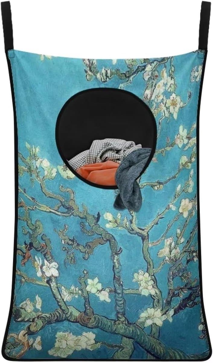 Hanging Laundry Bag voor Vuile Kleding, Waterdichte Opberg Organizer met Rits, Kunst Van Gogh Amandelbloesems Design — afbeelding 1