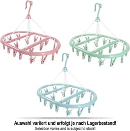 Inklapbare droogmolen - Pastelmix - 2 stuks - Mini hangdroger met 20 knijpers - Voor kleine kledingstukken — thumbnail 2