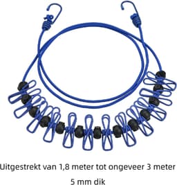 Draagbare Waslijn - Reis Waslijn - Kleding Drogen - Winddicht Elastisch - 1.8 Meter - Blauw — thumbnail 5