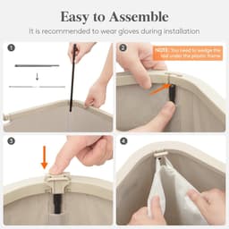 Wasmand met Deksel, Laundry Basket met Verwijderbare Zakken, Grote Opvouwbaar Wasmanden 2 Vakken voor Waskamer, Slaapkamer, Badkamer, Slaapzaal, 145L, Beige — thumbnail 5