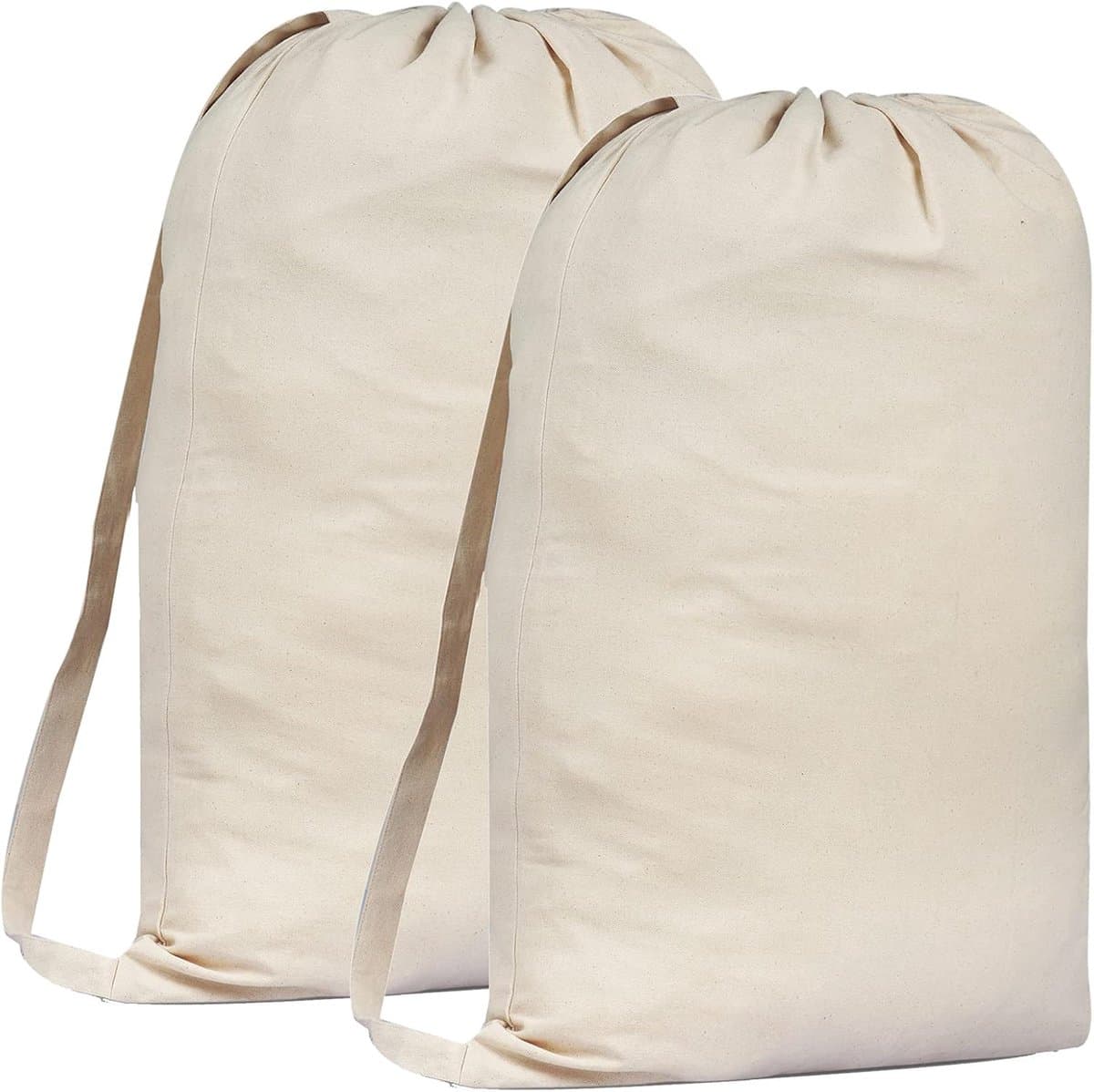 Needle 2 Pack Premium Canvas Waszak met schouderriem, 75x56 CM 40L - 100% katoen, stof weave duurzaam, trekkoord met snoerslot, machine wasbare wasvoering voor wasmand — afbeelding 1