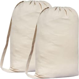 Needle 2 Pack Premium Canvas Waszak met schouderriem, 75x56 CM 40L - 100% katoen, stof weave duurzaam, trekkoord met snoerslot, machine wasbare wasvoering voor wasmand — thumbnail 1