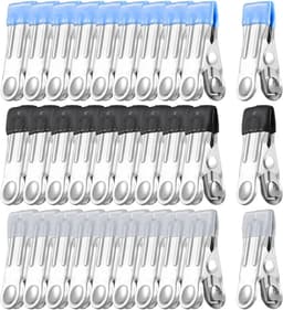 Metalen Kledingclips - Wasknijpers RVS - Wasgoed Drogen - Antislip Siliconen - 30 Stuks - Mix Kleuren — thumbnail 1