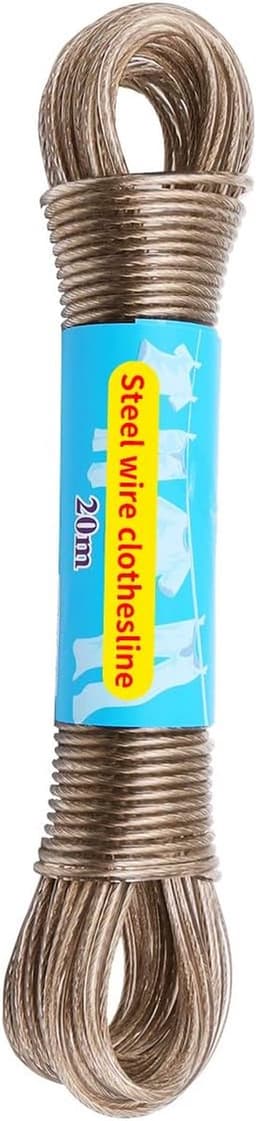 Waslijn Touw - Drooglijn Outdoor - Kleding Drogen - Sterke Staalkern - 20 Meter - Transparant — thumbnail 3