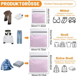 Dailygoods - Set van 5 Wasnetten voor de Wasmachine - Hittebestendige Kledingzakken — thumbnail 5