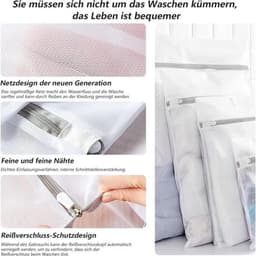 Duurzame waszak voor wasmachine - Vuile was met ritssluiting - Truien, overhemden, ondergoed - 2 stuks, 2 maten — thumbnail 3
