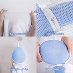 Dailygoods- Schoenwaszak met rits - 2 stuks - Wit/Blauw - Herbruikbaar - Polyester - Zachte vezels voor reiniging - Schoenentas — thumbnail 4