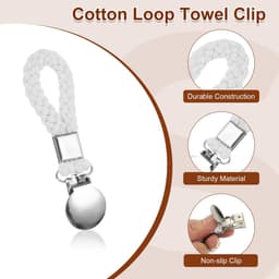 Dailygoods - 5 Stuks Hangende Theedoekclips - Gevlochten Katoenen Lus met Zilveren Klem - Wit — thumbnail 3