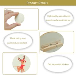 Dailygoods - 50 Stuks Kleine Ronde Houten Knijpers - Mini Houten Klemmen voor Foto's — thumbnail 2