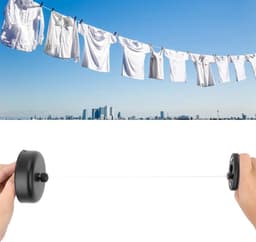 Intrekbare Waslijn - Drooglijn Uitschuifbaar - Kleding Drogen - 304 Roestvrij Staal - 1 meter - Zwart — thumbnail 2