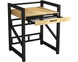 Livista Wasmachinerek - Wasmachine kast - Badkamerrek – Ruimtebesparende Wasmachine Organizer – Stalen Frame – 3 Hoogtestanden – Water-, Kras- en Hittebestendig Werkblad – Antislip Voetjes – Uitschuifbare Hangstang - 200 kg Draagvermogen - Zwart/Hout