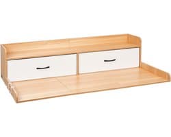 VEVOR Wasmachine en Droger Werkblad met Plank, 137x69,9 cm Houten Wassermachine en Droger Boven, met 2 Laden en 2 Haakjes, Wasmachine Boven voor Waskast, Kroketkast en Werkblad Organisatie & Opslag, Burlywood — afbeelding 1