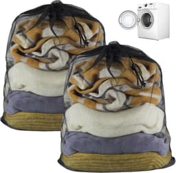 Thijox - 2 Stuks Wasnet 70 x 90 cm - Zwarte Waszak met Trekkoord - Waszakken voor Kleding, Beddengoed en Pluche Dieren - Machinewasbaar en Beschermend — thumbnail 1