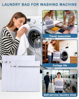 SnelShoppen - Waszakken Set voor Wasmachine 4 Stuks, Zakken met Rits, Fijn Gaas en Duurzaam, Herbruikbare Waszakken voor Ondergoed, Sokken en Delicate — thumbnail 4