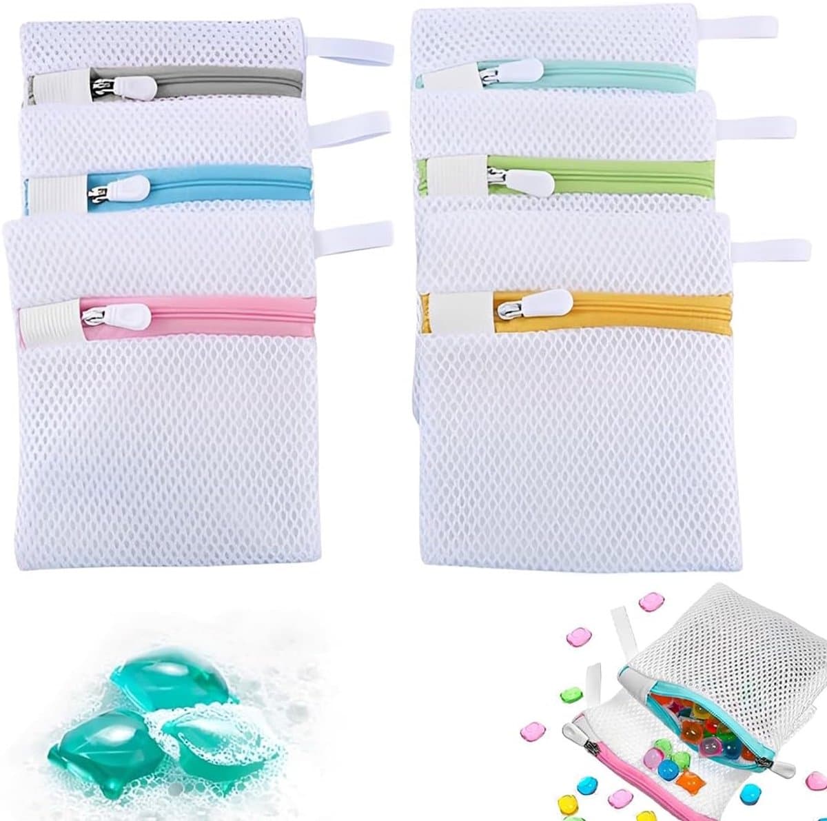 Thijox - 6 Mini-Wasmachinezakken, Fijne Waszakken met Honingraatstructuur, Netzak voor Beha's en Sokken, Kleine Opbergzak voor Fijne Was (13 x 12 cm) — afbeelding 1