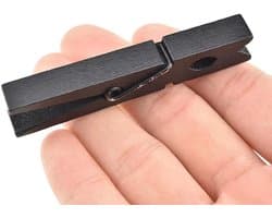 Houten Kledspeldjes - Wasknijpers - Kleding Drogen - Stevige Veren - 16 Stuks - Zwart