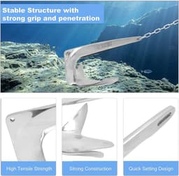 Boot Anker - Aasanker - Boot Stabiliseren - Zelfnivellerende Geometrie - 1kg - Zilver — thumbnail 3