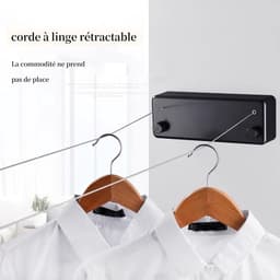 Intrekbare Waslijn - Droogrek Ophanglijn - Kleding Drogen - Dubbele Verstelbare Lijn - 4.2 meter - Zwart — thumbnail 2