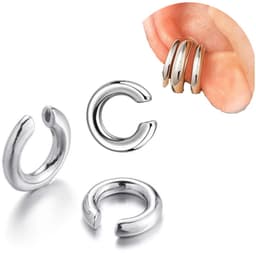 Oormanchet Voor Oor Zonder Piercing, Chunky Oormanchet Sieraden Voor Vrouwen En Jongeren, Hypoallergeen Kraakbeen, Roestvrij Staal, Gepolijst, Zilver, Effen, 1 Stuks — thumbnail 1
