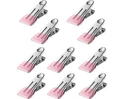 10 stuks kleine wasknijpers, roestvrijstalen wasknijpers, metalen wasknijpers, multifunctionele clips voor het ophangen van kleding, handdoeken of het verzegelen van voedselzakken (roze)
