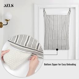 Hangende wasmand - Wasknijperzak Waszak - Ruimtebesparende Opslag - Met Rits Bodem - 48 x 9 x 71 cm — thumbnail 2