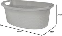 Ovale Waskom - Wasemmer Mand - Wasgoed Dragen - Met Draaggrepen - 60 Liter - Wit — thumbnail 2