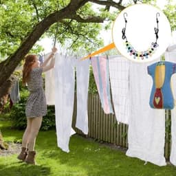 Uitschuifbare camping kledinglijn van 12 voet met 12 stevige clips voor eenvoudig ophangen en drogen van kleding tijdens outdoor activiteiten — thumbnail 3