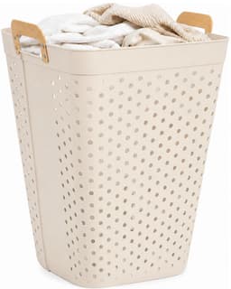 5Five zeer ruime wasmand Kolos - beige - 74 liter - 44 x 64 cm - kunststof - wasbox - mand voor wasgoed - badkamer - met handvatten — thumbnail 1