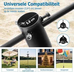 Camping Waslijn - Nylon/Metaal - Verstelbare Lengte tot 3,6 m - Inclusief 12 Klemmen - Voor Buiten en Reizen — thumbnail 2