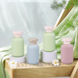 4 stuks reisflessen, reiscontainer, 100 ml, reisfles voor vliegtuig met zelfklevend etiket voor draagbare reisflessen, shampoodispenser voor handen — thumbnail 3