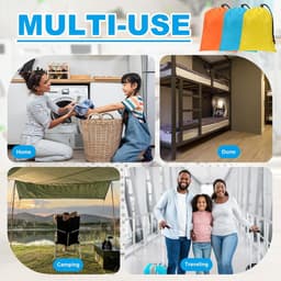 Polyester waszak, 2 stuks 25,4 cm x 20 cm zware reistas met trekkoord, scheurbestendig, opslag voor vuile kleding voor reizen, kamperen, college slaapzaal, zwart — thumbnail 2