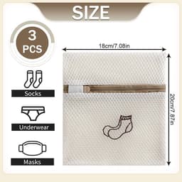 Waszakken met netten, waszakken van mesh, reiswasnet met ritssluiting voor delicate kleding, beha, lingerie, ondergoed, schoenen, 18 x 20 cm — thumbnail 2