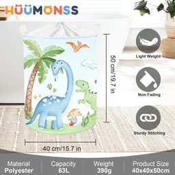 kinderwasmand, opvouwbaar, voor jongens en meisjes, grote kokosnootboom, kleding, speelgoed, opbergmand voor kinderkamer, badkamer, blauw, 63 l — thumbnail 4